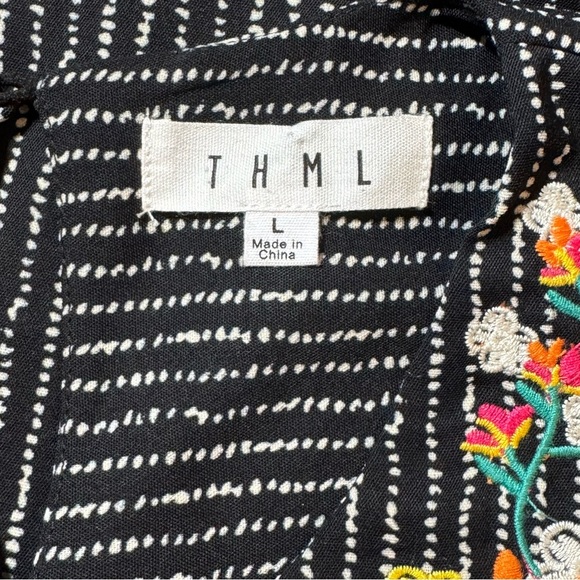 THML Stripe Shift Dress Casual Sleeveless Mini Embroidered size Large - Picture 7 of 10
